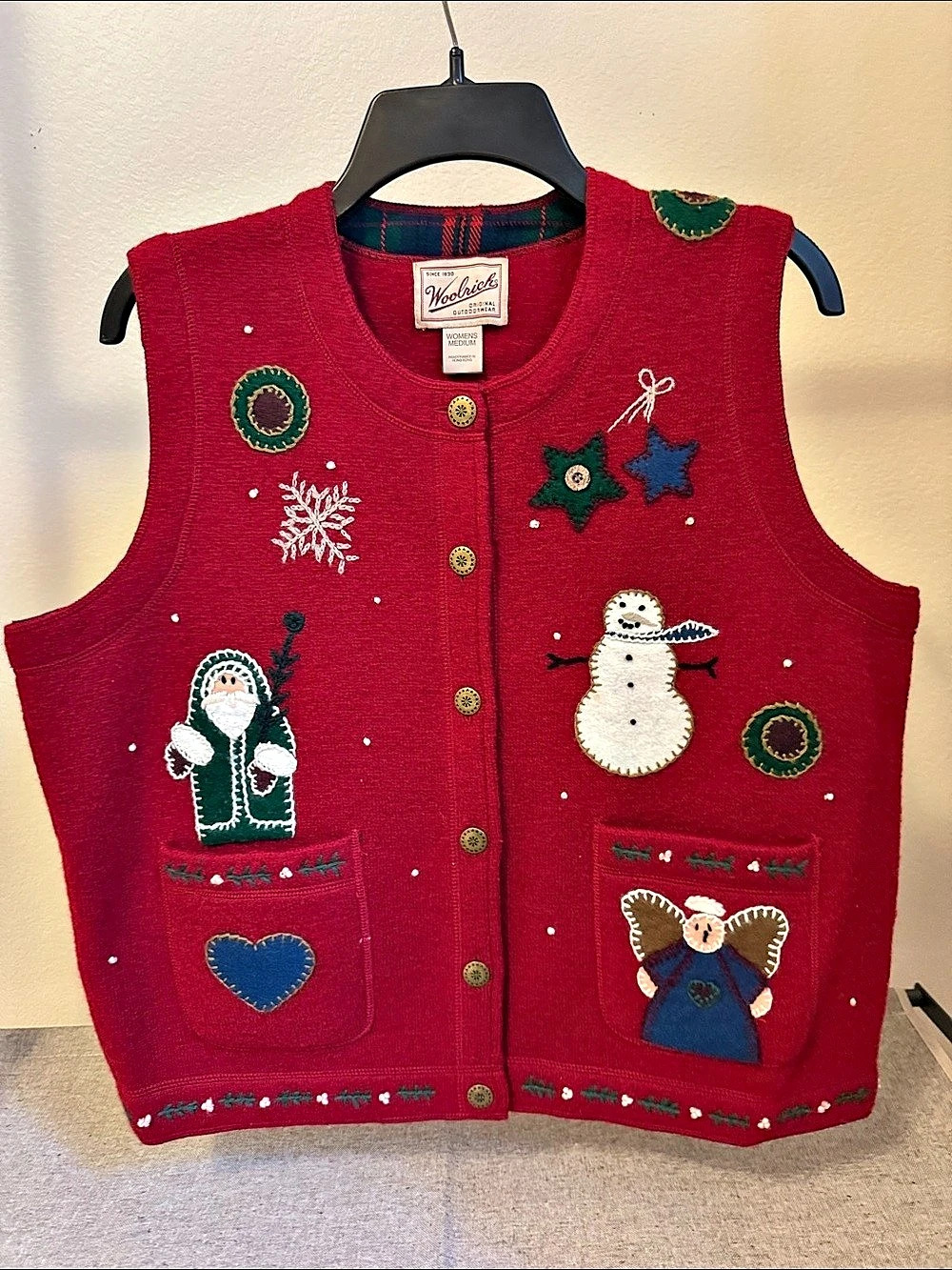Woolrich Vintage Holiday Embroidered Vest Medium